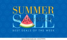 summer sale with watermelon on blue background