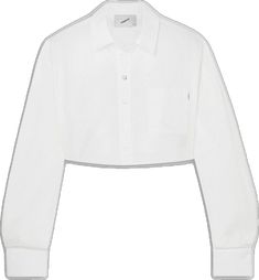 Classic Cropped Shirt With Pockets For Work, White Long Sleeve Cropped Shirt With Button Closure, Elegant Cropped Cotton Shirt, Chic Cropped Shirt With Pockets For Work, Cotton Cropped Shirt With Button Cuffs For Spring, White Cotton Cropped Shirt With Button Closure, Classic White Cropped Shirt For Daywear, White Cropped Long Sleeve Shirt With Buttons, White Cropped Shirt With Long Sleeves And Buttons