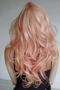 Blonde Hair Color Ideas With Color, Rose Gold And Blonde Hair, Peach Hair Color Rose Gold, Blonde Hair Dark Eyes, Bubble Tattoo, Sunkissed Hair Brunette, Peach Hair Colors, Pink Blonde, Hair Color Rose Gold