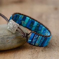 Wrap Armband, Blue Sapphire Bracelet, Balance Bracelet, Tube Bracelet, Meditation Bracelet, Jasper Bracelet, Wrap Bracelets, Bohemian Bracelets, Natural Stone Bracelets