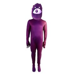 a person wearing a purple costume with an eye on it