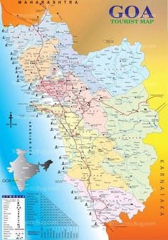 the map of goa with all its major cities and roads, including towns in india