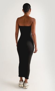 ZEN LONG TUBE DRESS - Fason De Viv Tube Black Dress, Tube Dress Black Women, Black Tube Top Dress, Long Tube Dress, Black Maxi Dress With Built-in Bra, Night Out Tops, All Black Dresses, Tube Dress, Curve Dresses