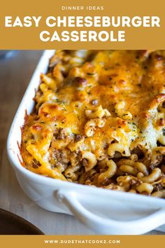 a casserole dish with cheeseburger and ground beef