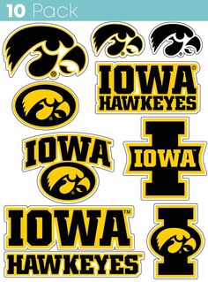 Iowa Hawkeyes 10 Pack Collegiate Vinyl Decal Sticker Etsy