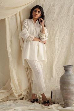 Buy Beautiful off White Co-ord Set, Women Kurti With Pant Set, Co-ord Dresses, Kurta Palazzo Set Party Wear Dress, Ready to Wear Online in India - Etsy Chic Summer Sets With Set-in Sleeves, Spring Two-piece White Set, White Two-piece Set For Spring, Chic Long Sleeve Pant Set For Wedding, Off White Sets With Chikankari Embroidery For Party, White Cotton Sets For Workwear, Elegant Spring Palazzo Matching Set, Eid Party Sets With Lace Work, Elegant Spring Matching Palazzo Set