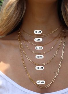 14K Yellow Gold Paperclip Chain Necklace, 16" To 38", 1.2mm To 6.1mm Thick, Real Gold Chain, Rectangle Link Chain, Long Link Chain, Women We have our Paperclip Chains in ALL SIZES, and ALL CHAIN LENGTHS :)  These chains are handcrafted and guaranteed 100% real 14K Gold.  These necklaces are dainty, and perfect for every-day wear, or for a special occasion. Can also be styled with other necklaces. This can be the most perfect gift for your girl, mom, friend, etc. If you need any help deciding on Gold Paperclip Chain Necklace, Real Gold Chains, Paperclip Chain Necklace, Paperclip Necklace, Mom Friend, Chain Women, Dainty Chain, Girl Mom, Christmas 2024