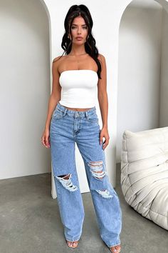 Zeder Jeans - Blue – Thats So Fetch US Blue Jeans And Heels Outfit, Casual Bride Outfit Jeans, Jean And Heels Outfit, Jeans With Heels Outfits, Too Good For Me, Crop Outerwear, Orange Swimwear, Green Swimwear, Summer Formal Dresses