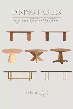 the dining tables are all different styles and sizes, but each has an unique table top