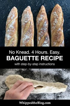 the instructions for how to make baguette bread with step - by - step instructions