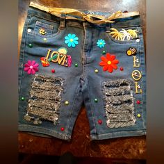 Custom Jeans Shorts Fun Spring Bottoms With Pockets, Fun Blue Denim Bottoms, Playful Blue Bottoms For Spring, Fun Blue Spring Shorts, Fun Blue Cotton Bottoms, Grey Denim Shorts, Girls Denim Shorts, Toddler Jeans, Custom Jeans