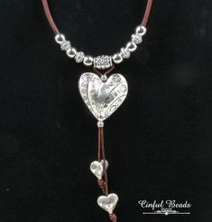 Cord Necklaces, Heart Necklace Silver, Beaded Leather Wraps, Leather Heart, Cottage Grove, Sand Dollars, Cord Jewelry, Mens Jewelry Necklace, Silver Heart Pendant