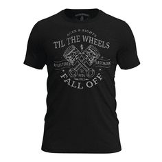 Motorcycle Shirt for men - Til The Wheels Fall Off - Biker Shirt for men- Motorcycle Graphic t-shirt PRODUCT DETAILS: Men's T-Shirt 100% Premium combed ringspun cotton Machine Washable Short Sleeve T-Shirt Crew Neck Collar T-Shirt Proudly Printed in the USA WASHING INSTRUCTIONS: Wash inside out with like colors. Do not bleach, tumble dry low, do not iron. SHIPPING INFO: Ships in 5 business days but may vary. Extended shipping during peak seasons. Worldwide shipping available but some areas restricted by USPS  Tracking info will be emailed to you once the product has shipped. ADDITIONAL INFO: All international customers are responsible for any custom/VAT fees that occur when the product arrives to your country. *Shirts may vary between 100% cotton and 60/40 cotton/polyester. Recommended For Short Sleeve Shirt With Graphic Print For Biker Events, Graphic Print Short Sleeve Shirt For Biker Events, Cotton Biker Shirt For Biker Events, Cotton Graphic Tee For Biker Events, Biker Style Short Sleeve Cotton T-shirt, Graphic Tee For Biker Events, Biker Style Cotton T-shirt With Short Sleeves, Short Sleeve Letter Print T-shirt For Biker Events, Letter Print Short Sleeve T-shirt For Biker Events