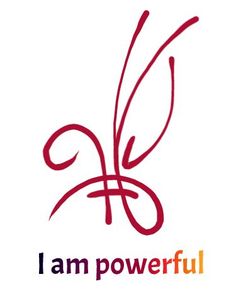 the logo for i am powerful is shown in red, orange and purple colors on a white background