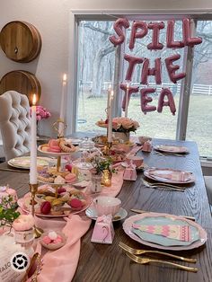 the table is set for a tea party