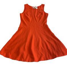 Loft Dresss Nwt Color: Orange Size: 8 B46 Lined Orange Knee-length Dress, Orange Knee-length Lined Dress, Orange Lined Knee-length Dress, Orange Fitted Midi Sleeveless Dress, Orange Fitted Sleeveless Midi Dress, Casual Fitted Lined Midi Dress, Fitted Lined Midi Dress Casual Style, Casual Fitted Sleeveless Lined Dress, Fitted Orange Sleeveless Dress For Spring