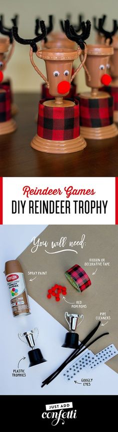 the reindeer game is made out of cardboard and has been placed on top of other items