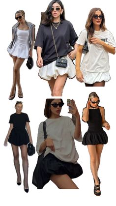 White Bubble Skirt Outfit, Balloon Skirt Outfit 2024, Black Bubble Skirt Outfit, Puff Skirt Outfit, Casual Oufits, Skirt Outfit Summer, Outfits Gorditas, Denim Skirt Fashion, Skirt Styles