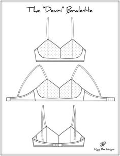 the front and back views of an origami bralet, designed by person