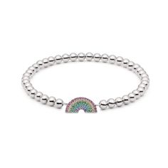 Chase the Rainbow | Charm Bracelet – Jaimie Nicole Multicolor Jewelry, Everyday Bracelet, Ball Bracelet, Rainbow Beads, Everyday Accessories, Colorful Bracelets, Sterling Silver Bead, Bracelet Stack, Jewelry Trends