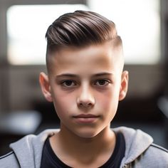 Side Slicked Pompadour with Skin Fade Kids Haircuts, Haircut Boys, Pompadour Haircut, Pompadour Hairstyle, Skin Fade