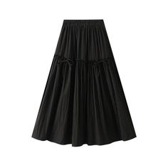 Elegant Bow A-Line Skirt - A-Line Skirt - Guocali Spring Black Cotton Skirt, Black Cotton Flared Skirt, Black Voluminous Cotton Maxi Skirt, Black Cotton Pleated Maxi Skirt, Black Cotton Full Skirt, Black Cotton Maxi Skirt Relaxed Fit, Black Cotton Full Maxi Skirt, Black Cotton Flowy Maxi Skirt, Black Cotton Skirt With Gathered Details