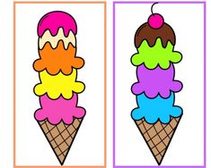 two ice cream cones with different colors