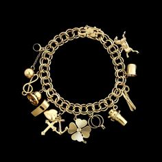 14K Yellow Gold Estate Charm Bracelet – Long's Jewelers Martini Shaker, Popular Jewelry, The Double, Bohemian Jewelry, Estate Jewelry, Charm Jewelry, Martini, Diamond Rings, Pendant Jewelry