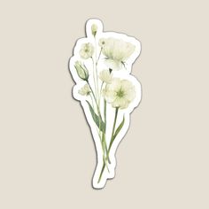 some white flowers are in the middle of a sticker