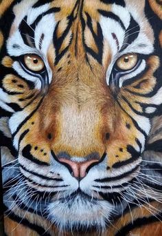 a painting of a tiger's face