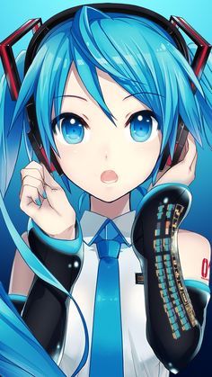 Anime Pictures, An Anime, Hatsune Miku, Blue Hair, Headphones, Wallpapers, Anime, Hair, Blue