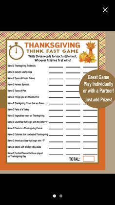 a thanksgiving trivia game is shown on an ipad screen with the words, give thanks and