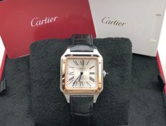 Cartier Santos Dumont for $6,190 for sale from a Seller on Chrono24 Roman Numeral Bracelet, Cartier Santos, America Today, Rose Gold Crystal, Authentic Watches, Crocodile Skin, Square Watch, Cartier