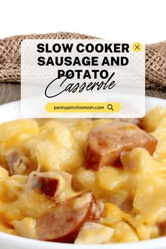 slow cooker recipe Sausage Crockpot Recipes, Casserole Potato, Slow Cooker Sausage, Sausage Crockpot, Summer Crockpot Recipes, Smoked Sausage Recipes, Kielbasa Recipes