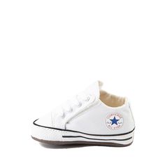 Converse Chuck Taylor All Star Cribster Sneaker - Baby - White | Journeys Kidz Cotton Sneakers With Soft Round Toe, Comfortable Playtime Sneakers With Soft Sole, White Converse Outfits, Brooklyn Style, Shoe Size Chart Kids, Converse Chuck Taylor White, Basketball Star, New Converse