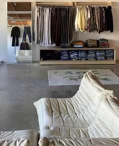 a living room filled with furniture and lots of closet space