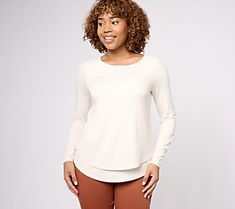 Feelin' a little fancy? Double down on that vibe with this double layer jersey knit top. The curved bottom hem includes an extra panel that turns this wardrobe builder into something a bit more sensational. From the Joan Rivers Classics Collection. Joan Rivers, Double Layer, Knit Jersey, Knit Top, Top Blouse, Turn Ons, Tops & Tees, Wardrobe, Knitting