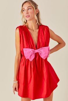 Get ready to pop into style with our Poplin Romper Dress! This dress features a color blocked design and playful pink bow details, adding a touch of fun to any outfit. The poplin fabric adds a lightweight and comfortable feel, perfect for any occasion. Sisterhood Outfits, Prom Inspo, Hot Jumpsuits, Hoco Dress, Ready To Pop, Dress Inspo, April Showers, Hoco Dresses, Romper Dress