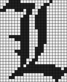 a cross stitch pattern with the letter t in black and white