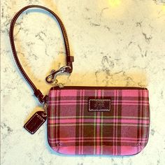 Coach Pink Plaid Wristlet. Never Used. 6”X 4”. Pink Coach Pouch Wristlet, Pink Coach Wristlet For Everyday Use, Coach Pink Wristlet For Everyday Use, Coach Pink Wristlet For Travel, Pink Coach Wristlet, Bags Coach, Wristlet Purse, Coach Wristlet, Pink Plaid