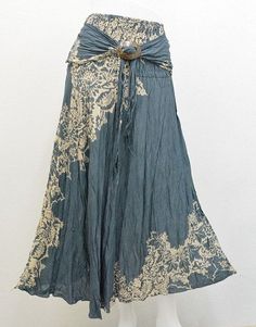 Vestiti In Jeans, Fashion Skirts, Boho Flowers, Mode Boho, Women Skirt, Bohol, Boho Skirts, Denim And Lace