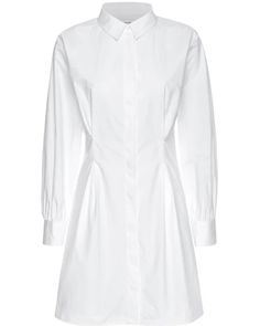 Frame White Pleated Shirt Dress Collar Long sleeves; button cuffs Concealed button down front closure Slim through waist Aline silhouette Mini length 100% organic cotton Pleated Shirt Dress, Evening Jumpsuit, Dress Collar, Pleated Shirt, Casual Blazer, Women Men Shoes, Frame Denim, Collar Dress, Vest Dress