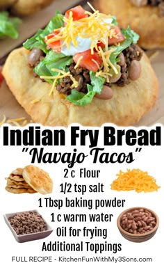 Indian Taco Recipes, Fry Bread Tacos, Bread Naan