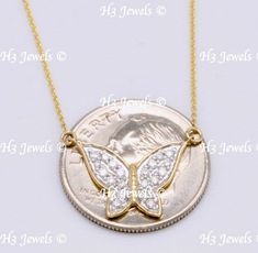 14k Yellow Gold Ladies Natural Diamond Butterfly necklace . Gold Karat :  14k Diamond Carat : 0.15 ct Clarity   :  Si1 Color :   G length  : 18 inches  Weight : 1.60 grams All Diamonds are 100% natural (not enhanced in anyway) 23-11441--11454 HLLPWQ-121223 Luxury Yellow Gold Diamond Butterfly Necklace, Diamond Butterfly Necklace, Butterfly Necklace Gold, Necklace Butterfly, Cross Earrings Studs, Diamond Butterfly, Wedding Jewellery Necklace, Diamond Carat, Butterfly Necklace