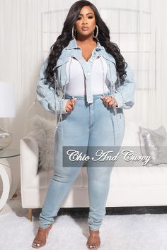 Chic And Curvy, Chain Fringe, Light Denim, Crop Jacket, Final Sale, Plus Size, Chain, How To Wear