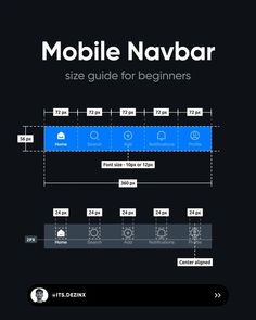 the mobile navbar size guide for beginners is shown in this screenshot