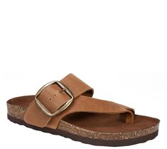 These leather sandals are the solution to your summer weekend wardrobe. From White Mountain. Casual Toe Ring Sandals With Buckle For Vacation, Casual Sandals With Buckle Closure And Toe Post, Casual Leather Toe Ring Sandals For Summer, Casual Toe Post Sandals With Buckle Closure, Casual Toe Post Sandals With Buckle, Summer Leather Flip Flops With Heel Loop, Leather Sandals With Textured Footbed For Summer, Leather Summer Flip Flops With Heel Loop, Brown Toe Post Footbed Sandals For Summer