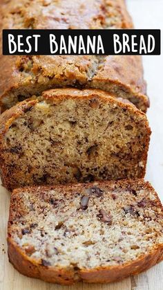 the best banana bread is sliced and ready to be eaten