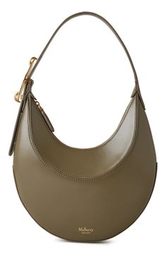 The label's Pimlico hardware—an oversized reimagining of the Riders Lock–details the shoulder strap of this structured hobo crafted from smooth, firm leather. Top zip closure Adjustable shoulder strap Interior wall pocket Leather Imported Designer Handbags Modern Bag, Linen Bag, Leather Hobo Bag, Interior Wall, Wall Pockets, Leather Hobo, Goodie Bags, Leather Goods, Fun Bags