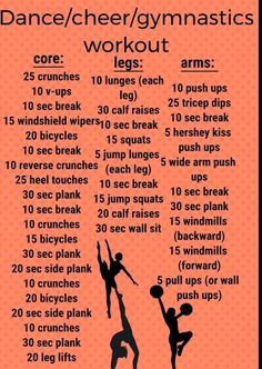 an exercise poster with the words dance / cheer / gymnastics workout